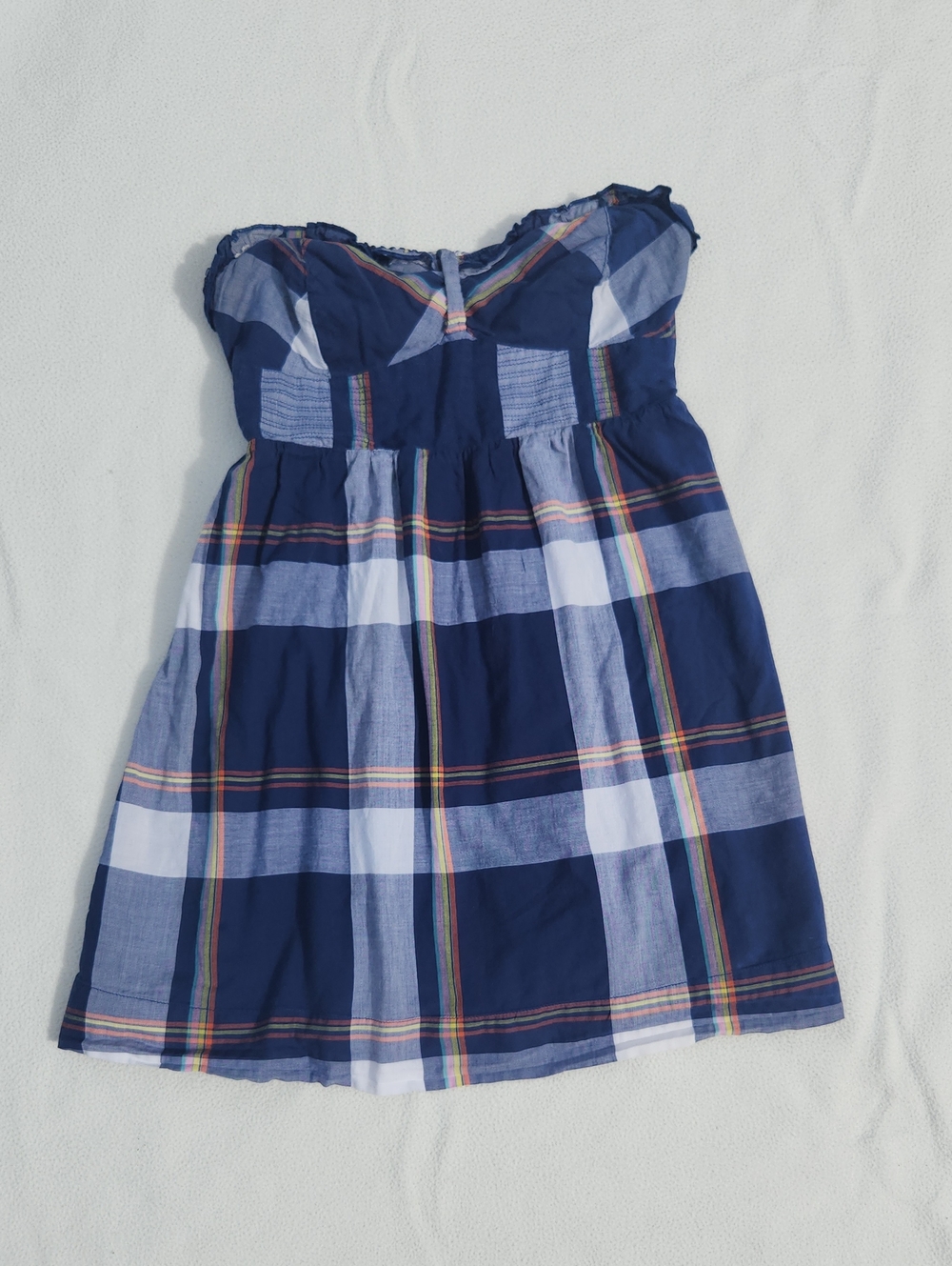 ​Hollister Blue Plaid Strapless Smocked Tube Top / Mini Dress Size Medium